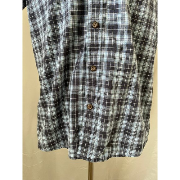 G.H. Bass & Co. 2-Tone Blue Plaid Short Sleeve Button-Down Casual Shirt - Picture 3 of 12